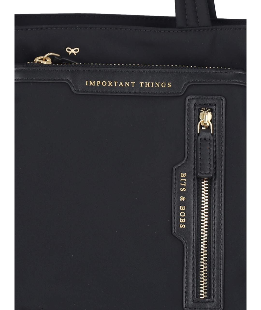 ANYA HINDMARCH Черная кожаная сумка тоут, фото 4