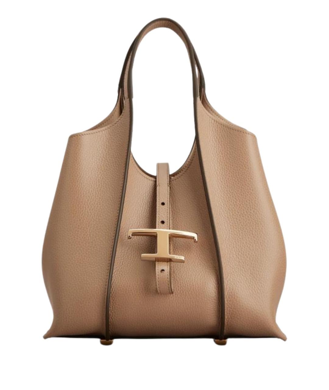 TOD'S Бежевая кожаная сумка тоут, фото 1