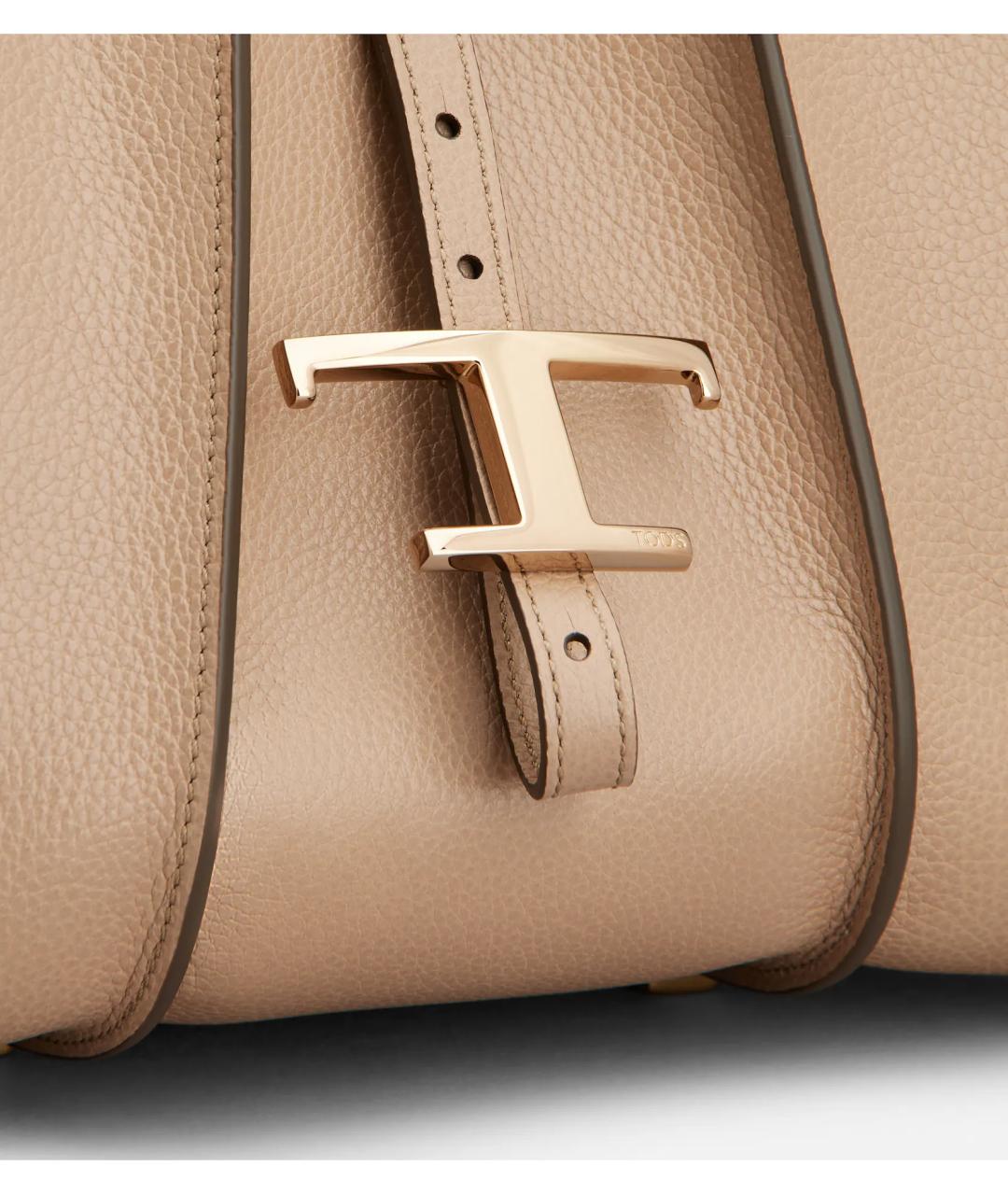 TOD'S Бежевая кожаная сумка тоут, фото 5