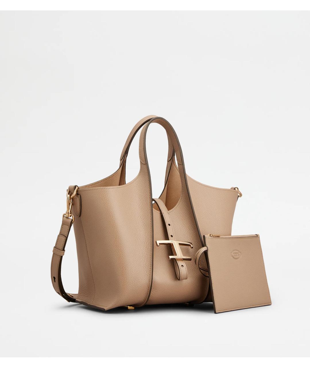 TOD'S Бежевая кожаная сумка тоут, фото 2