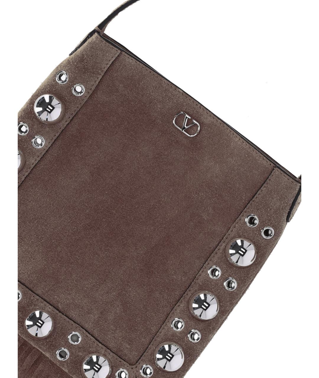 VALENTINO Коричневая замшевая сумка через плечо, фото 5