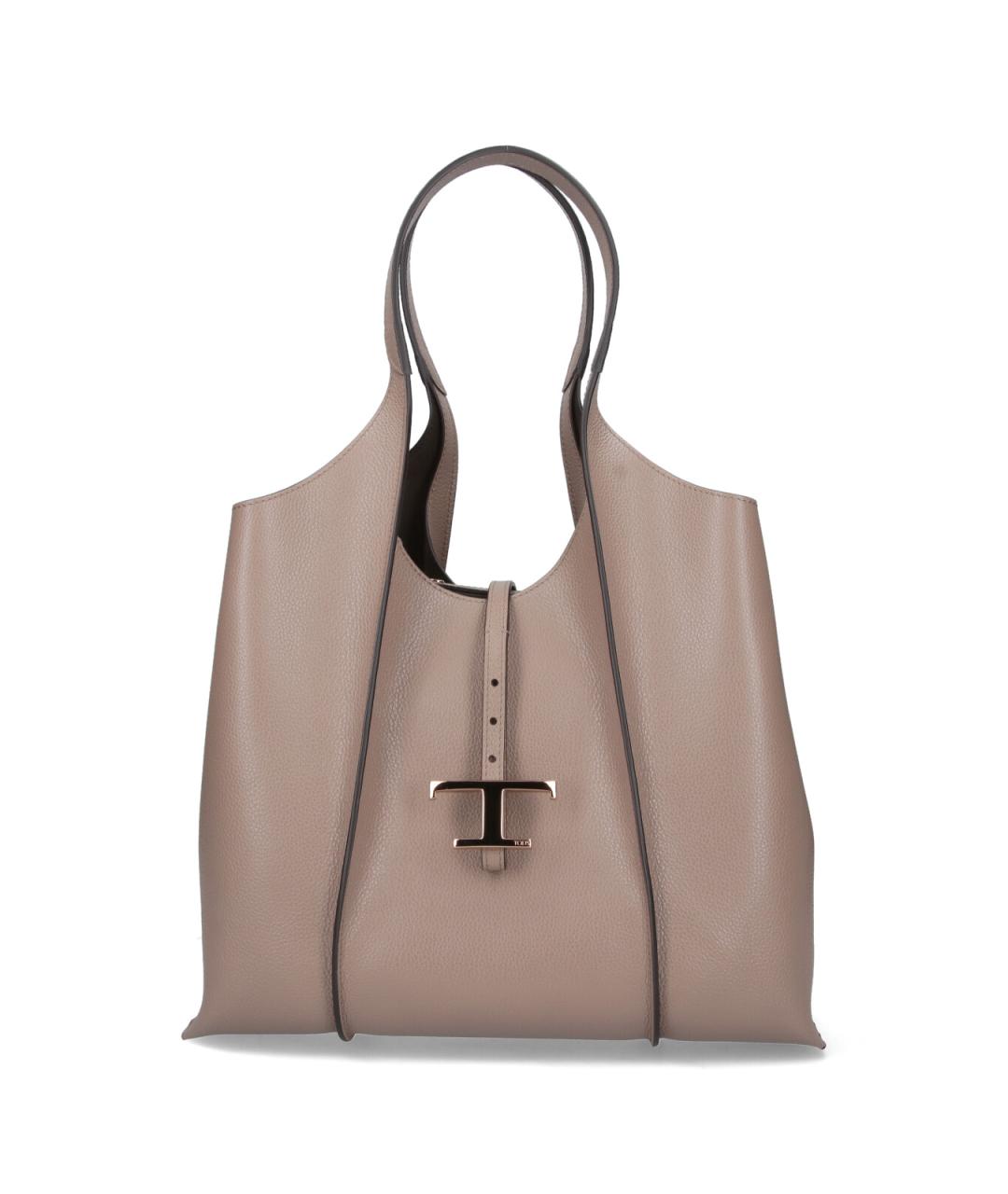 TOD'S Бежевая кожаная сумка тоут, фото 1