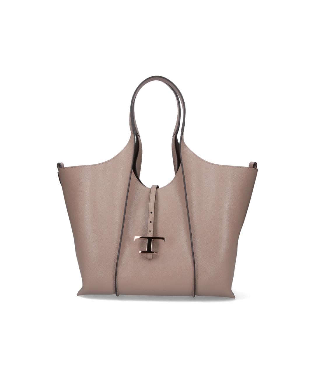 TOD'S Бежевая кожаная сумка тоут, фото 2