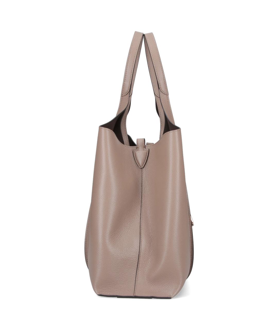 TOD'S Бежевая кожаная сумка тоут, фото 7