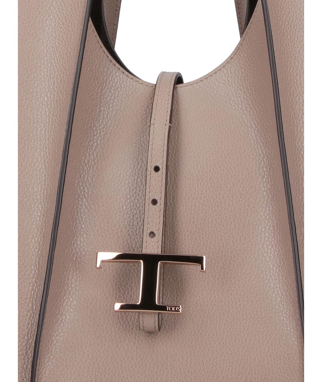 TOD'S Бежевая кожаная сумка тоут, фото 6