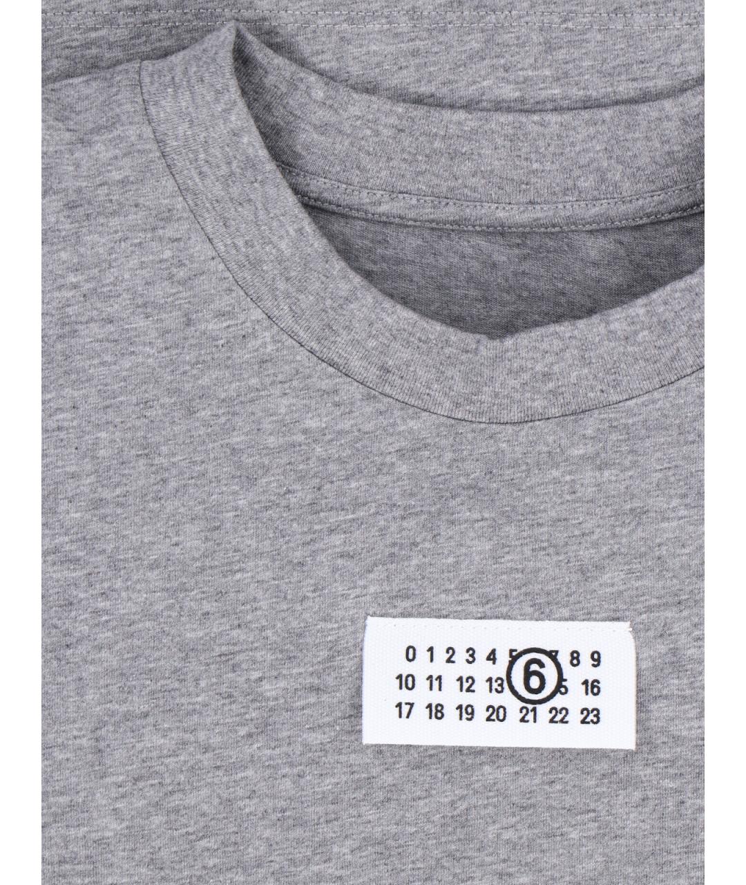 MM6 MAISON MARGIELA Серая хлопковая футболка, фото 3