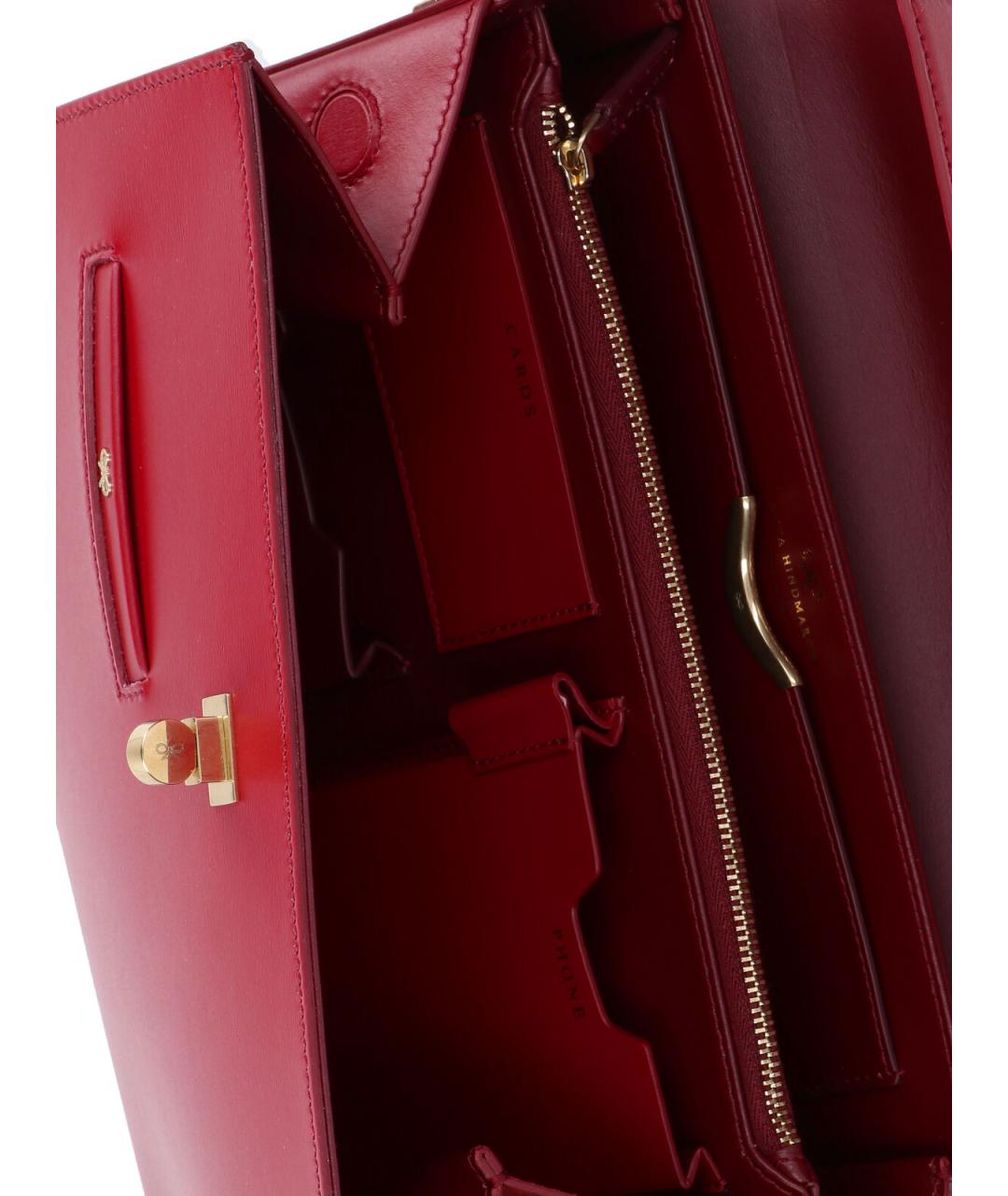 ANYA HINDMARCH Красная кожаная сумка с короткими ручками, фото 4