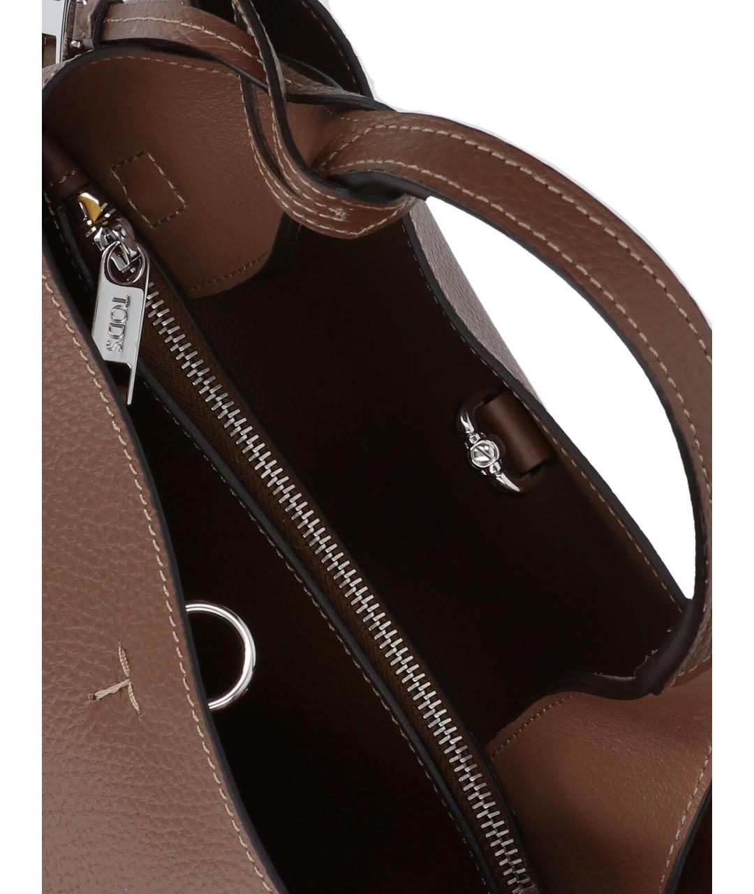 TOD'S Коричневая кожаная сумка с короткими ручками, фото 4