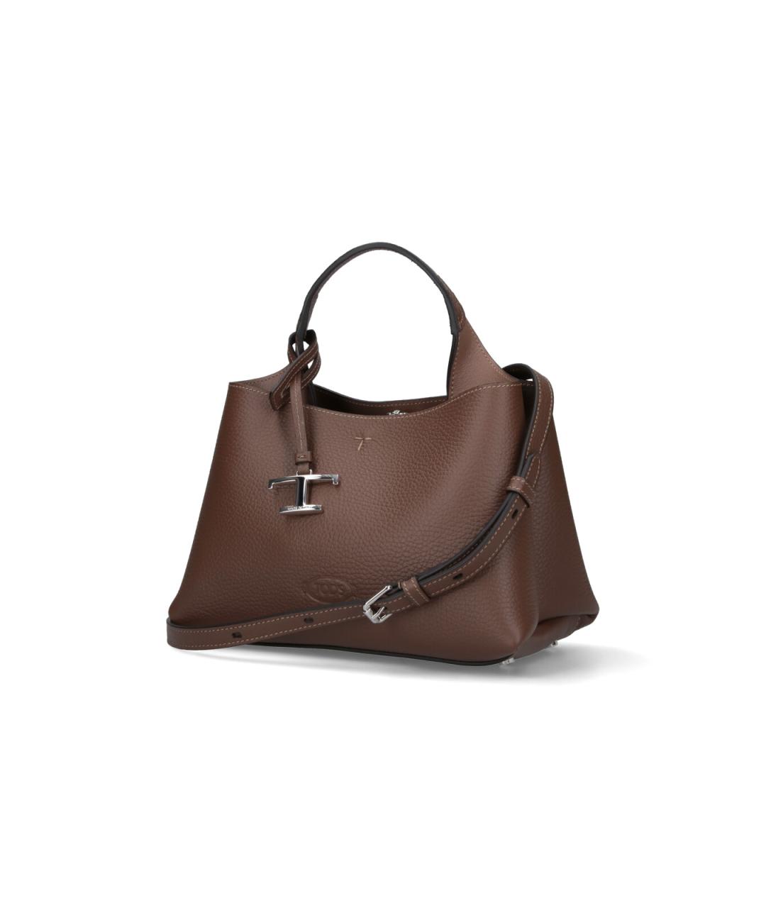 TOD'S Коричневая кожаная сумка с короткими ручками, фото 2