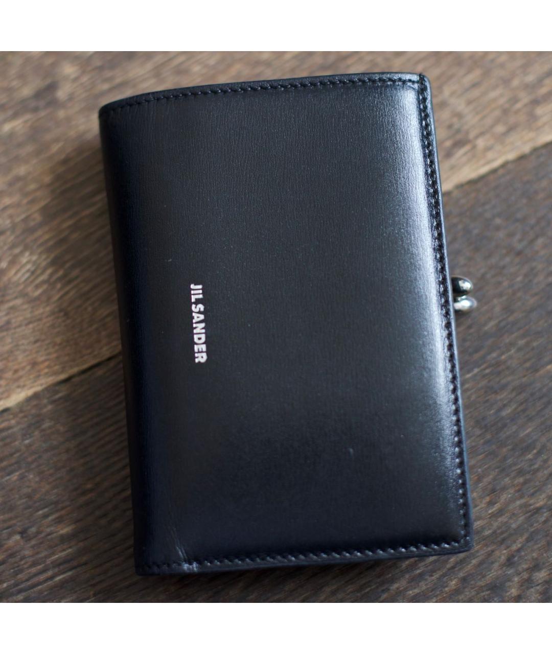 JIL SANDER Черный кожаный кошелек, фото 4