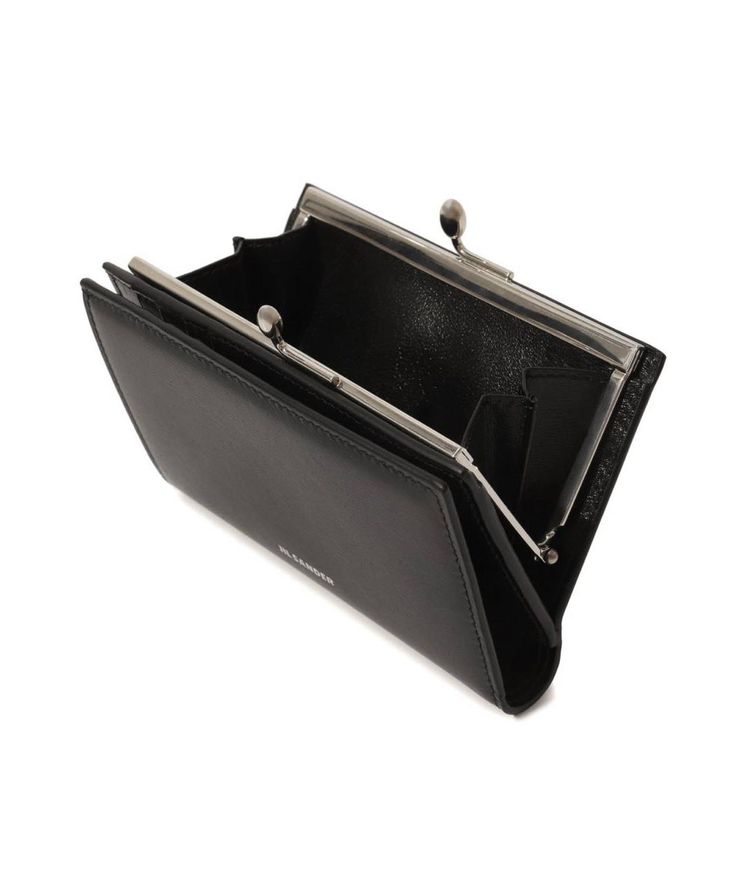 JIL SANDER Черный кожаный кошелек, фото 3