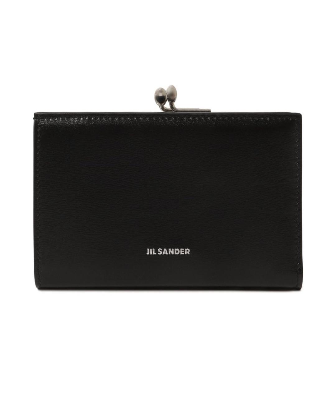JIL SANDER Черный кожаный кошелек, фото 1