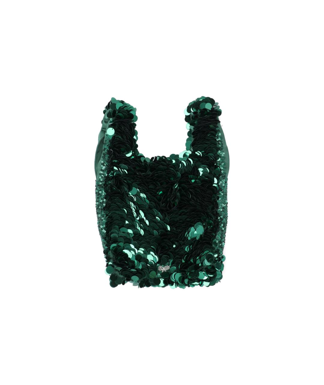 ANYA HINDMARCH Зеленая шелковая сумка тоут, фото 2