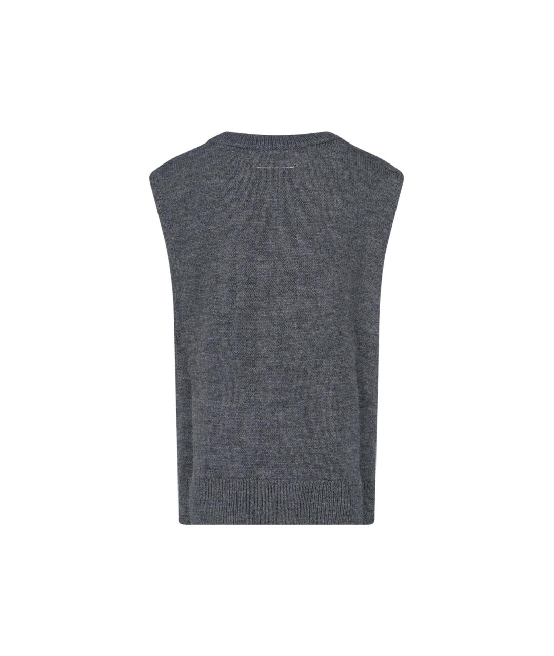 MM6 MAISON MARGIELA Серая шерстяная жилетка, фото 2