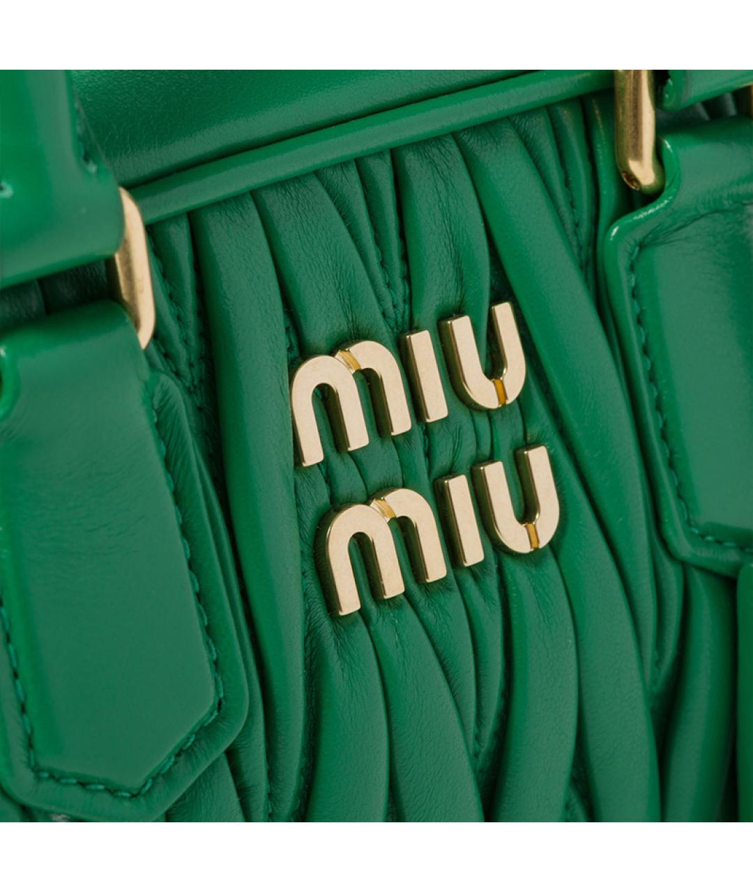 MIU MIU Зеленая кожаная сумка через плечо, фото 4