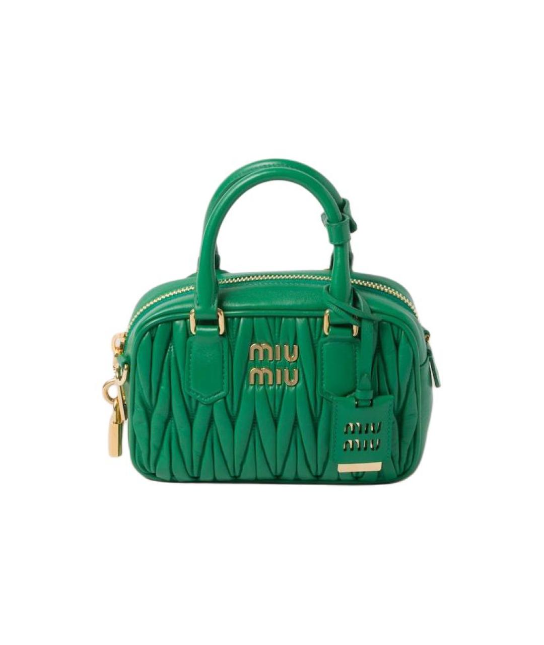 MIU MIU Зеленая кожаная сумка через плечо, фото 6