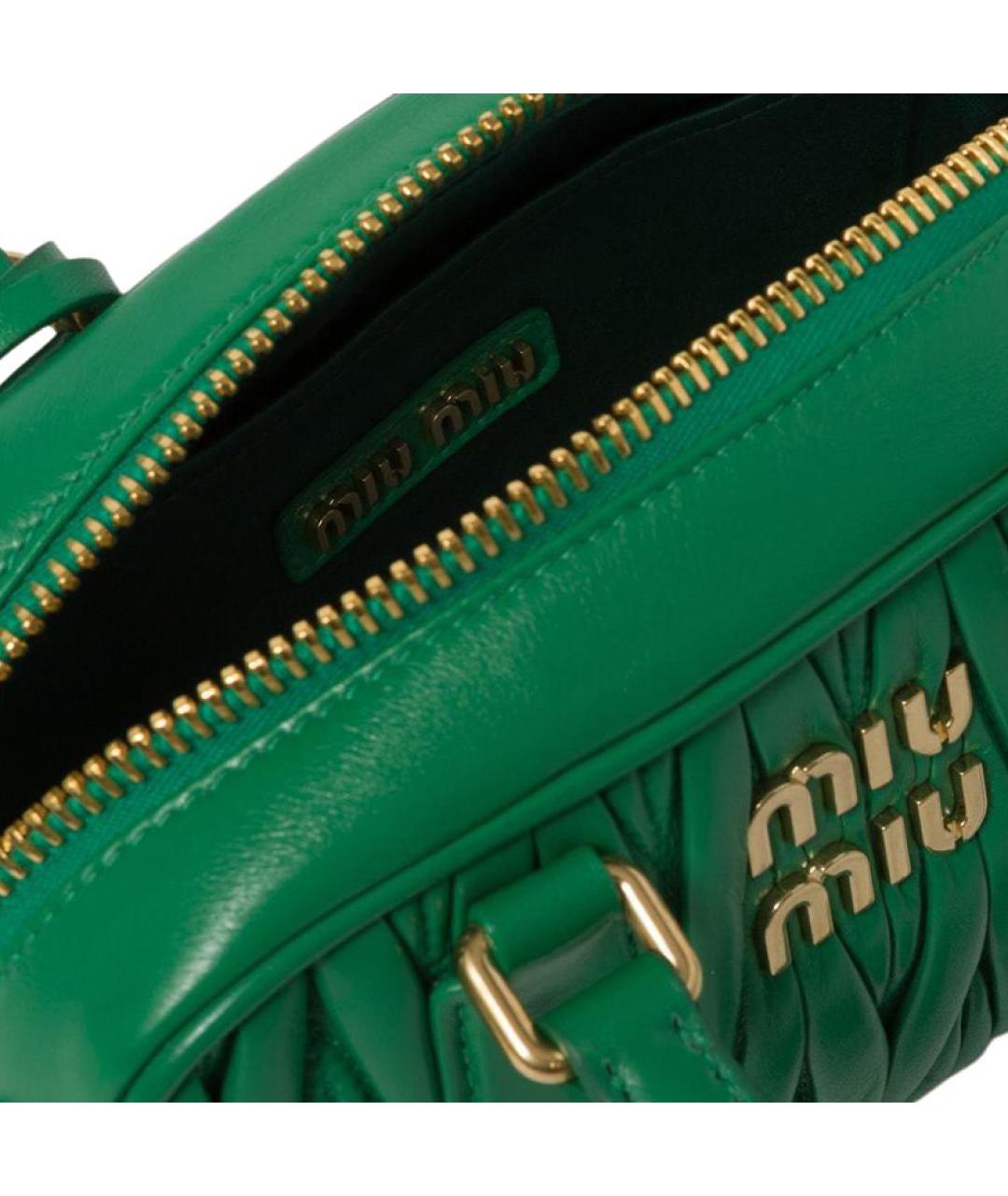 MIU MIU Зеленая кожаная сумка через плечо, фото 5