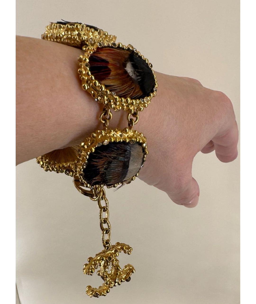 CHANEL Золотой металлический браслет, фото 3