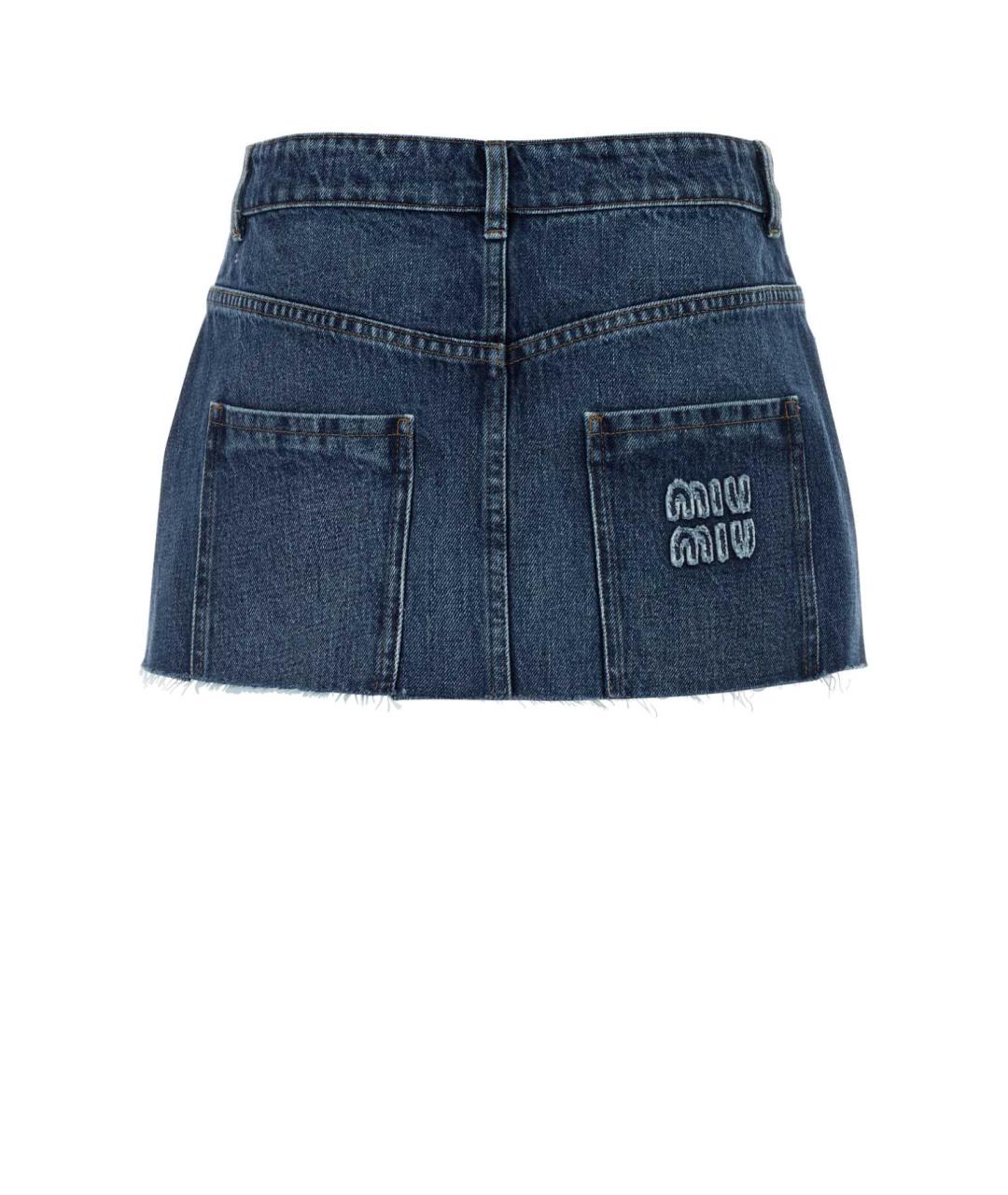 MIU MIU Синяя хлопковая юбка мини, фото 2