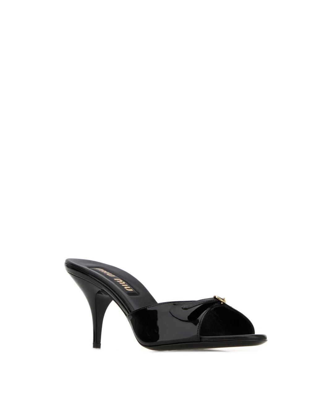 MIU MIU Черные мюли из лакированной кожи, фото 2
