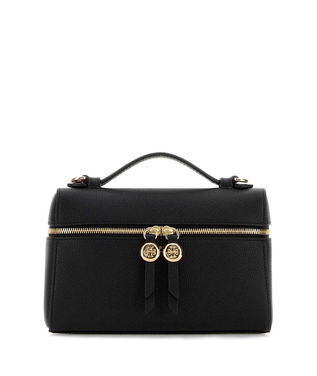 TORY BURCH Черная кожаная сумка с короткими ручками, фото 1