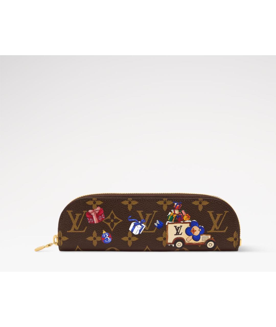 LOUIS VUITTON Коричневая кожаная косметичка, фото 4