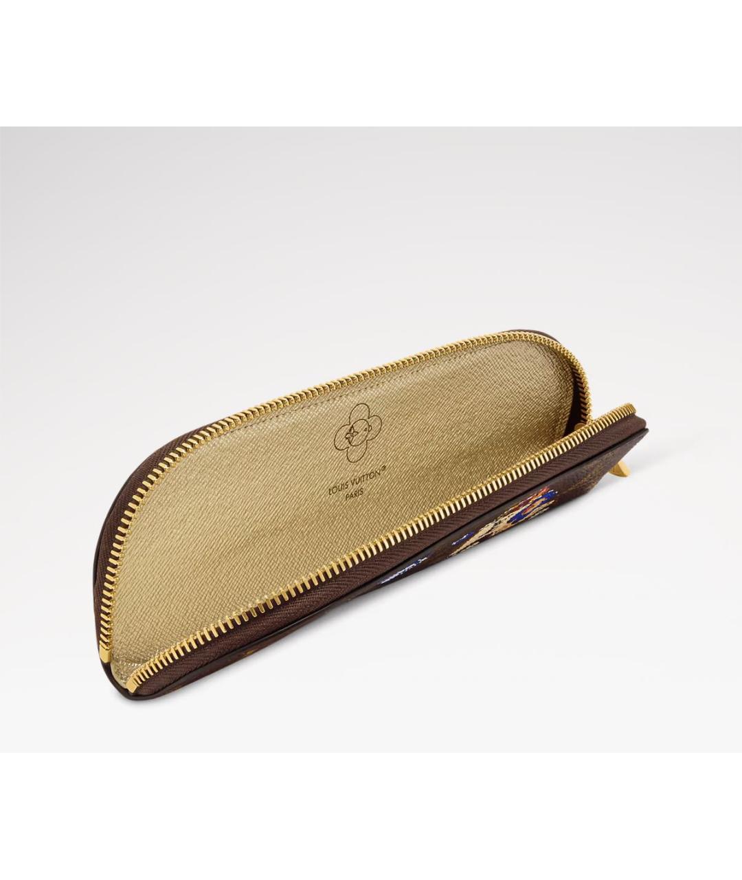 LOUIS VUITTON Коричневая кожаная косметичка, фото 2