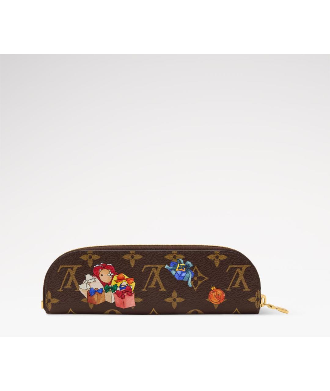 LOUIS VUITTON Коричневая кожаная косметичка, фото 3