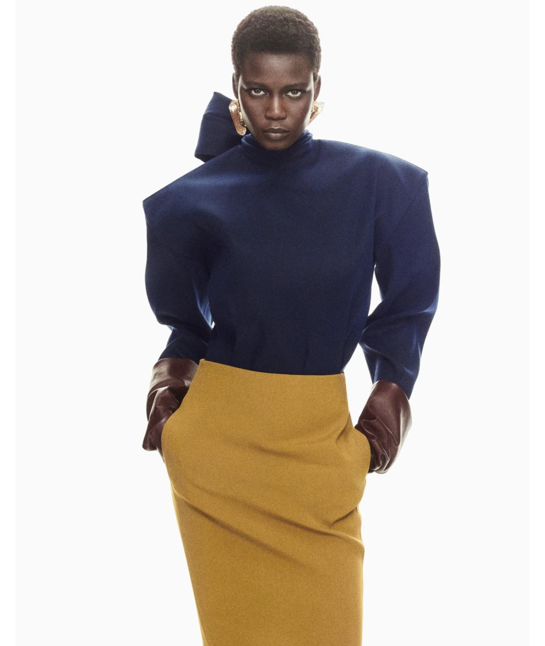 SAINT LAURENT Темно-синяя шелковая блузы, фото 4