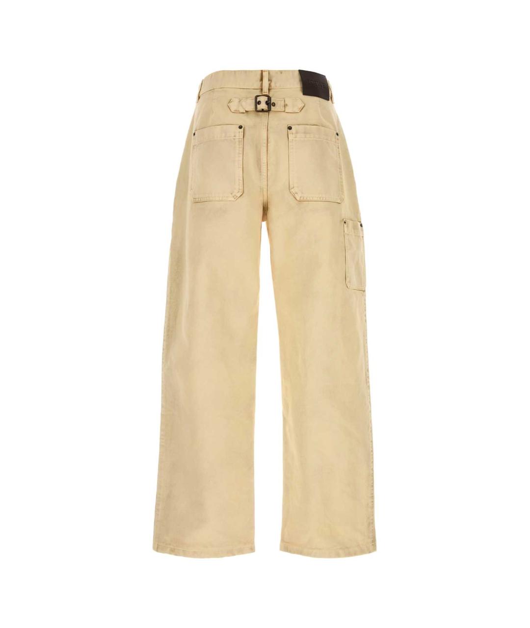 LOEWE Бежевые хлопковые повседневные брюки, фото 2