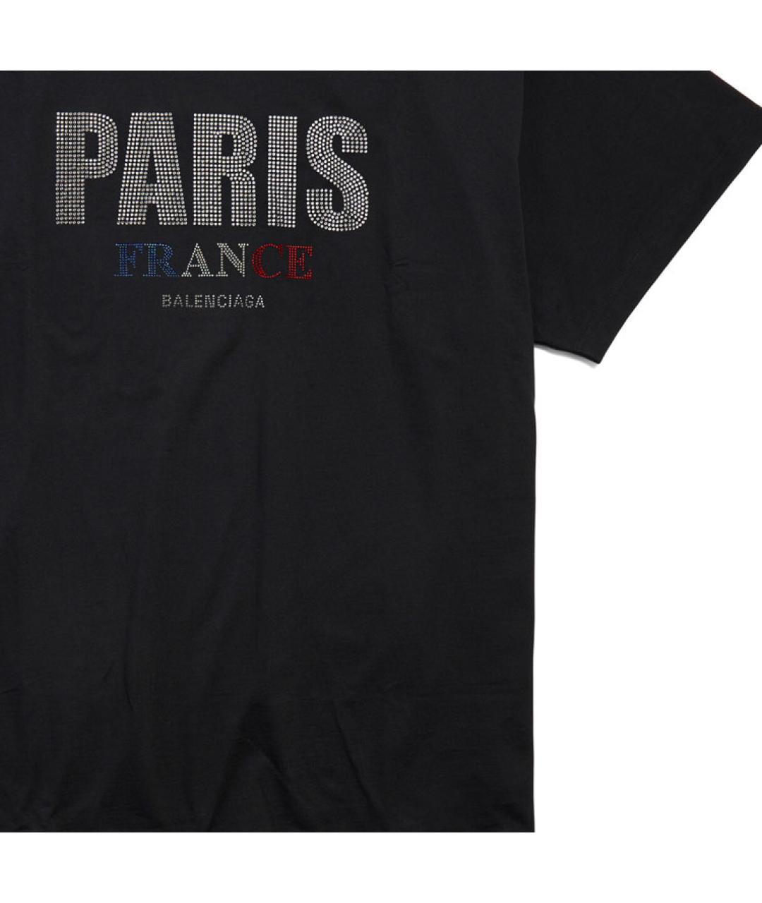 BALENCIAGA Черная хлопковая футболка, фото 4