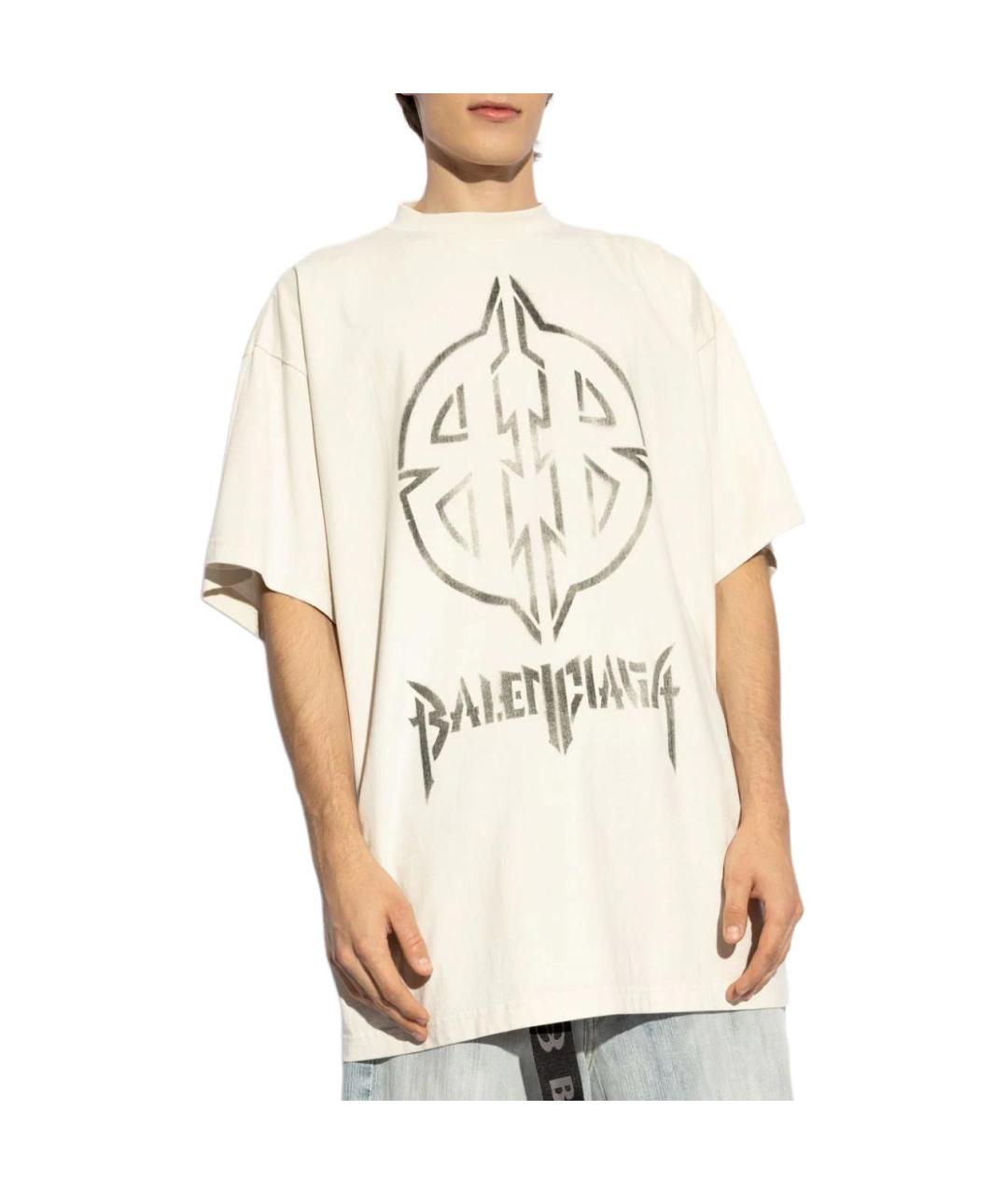 BALENCIAGA Белая хлопковая футболка, фото 4