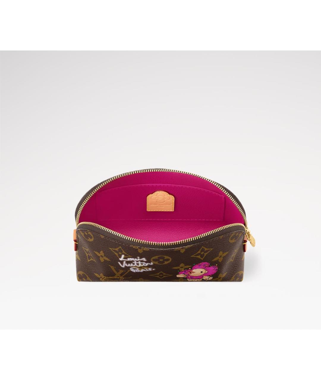 LOUIS VUITTON Коричневая кожаная косметичка, фото 2