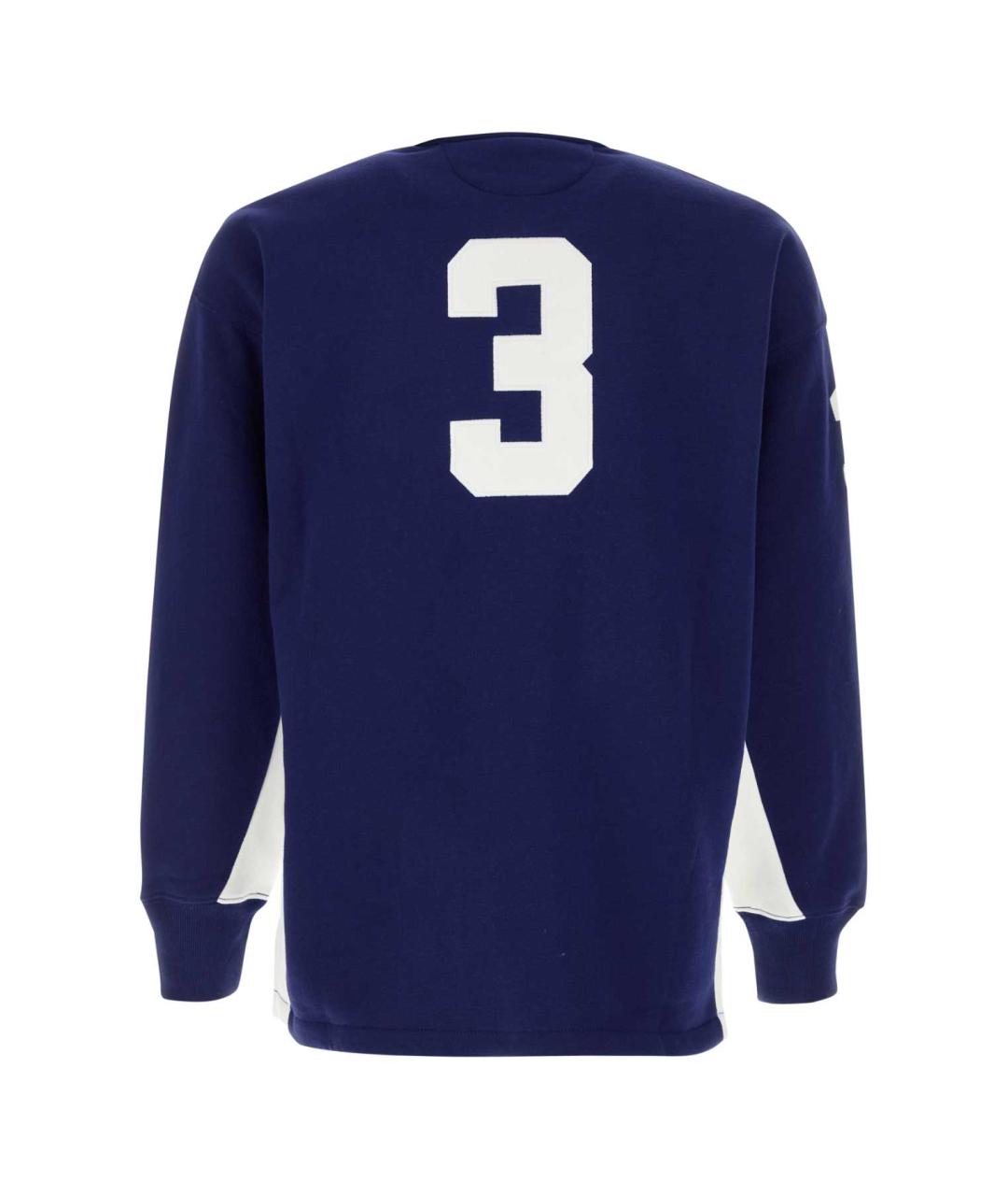 POLO RALPH LAUREN Синее хлопко-полиэстеровое поло с коротким рукавом, фото 2