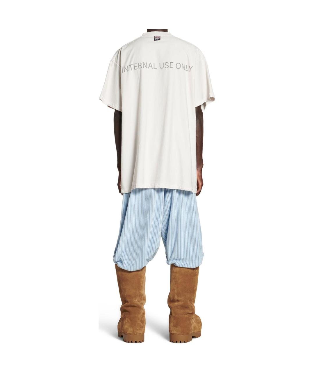 BALENCIAGA Серая хлопковая футболка, фото 3