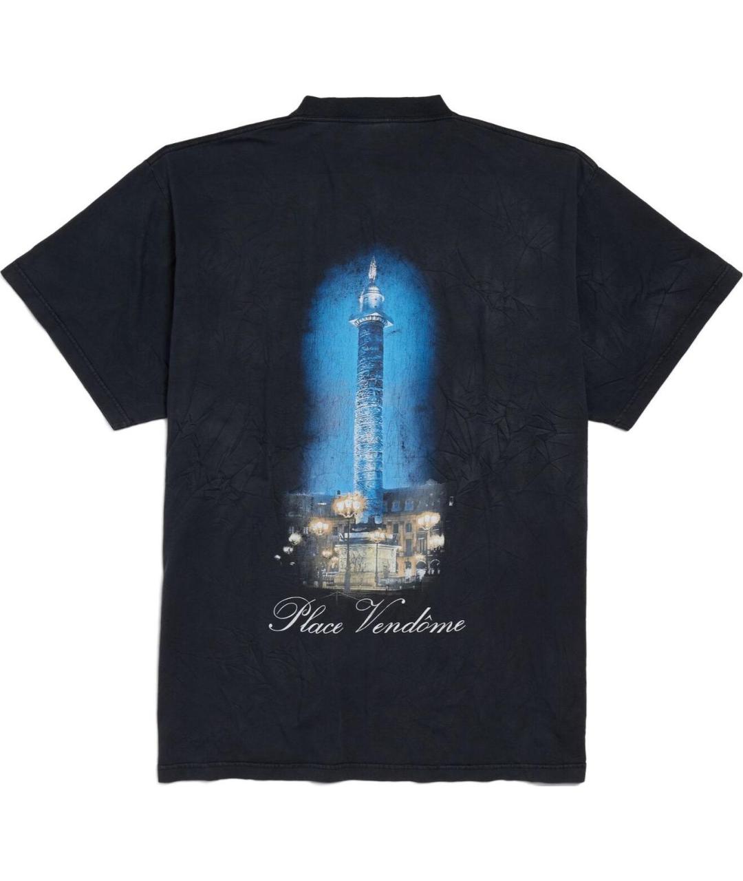 BALENCIAGA Черная хлопковая футболка, фото 4