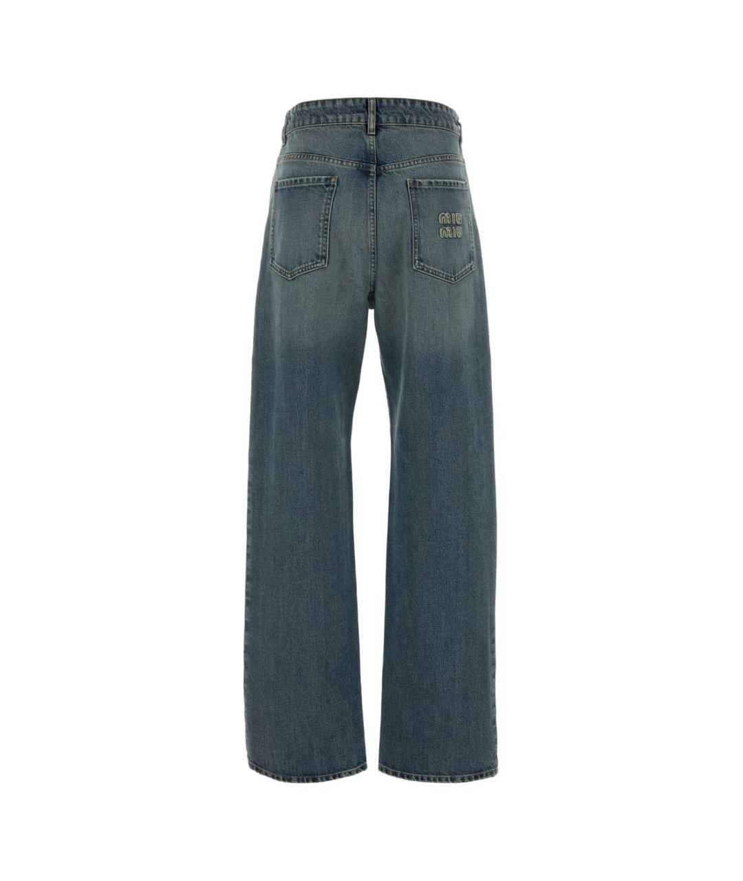 MIU MIU Синие хлопковые прямые джинсы, фото 2