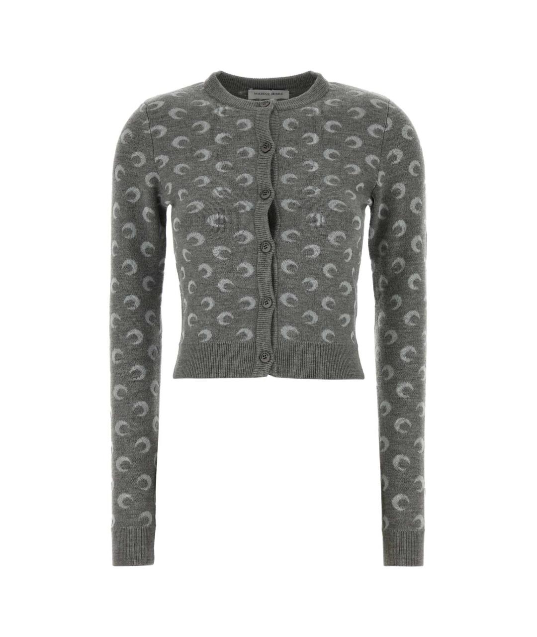 MARINE SERRE Серый шерстяной кардиган, фото 1