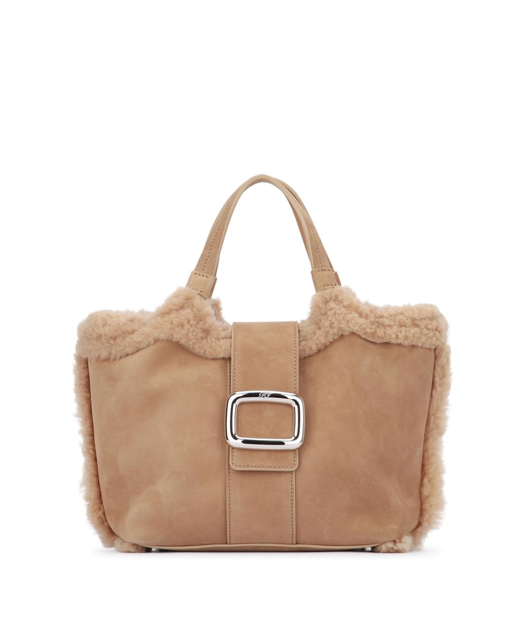 ROGER VIVIER Бежевая замшевая сумка с короткими ручками, фото 1