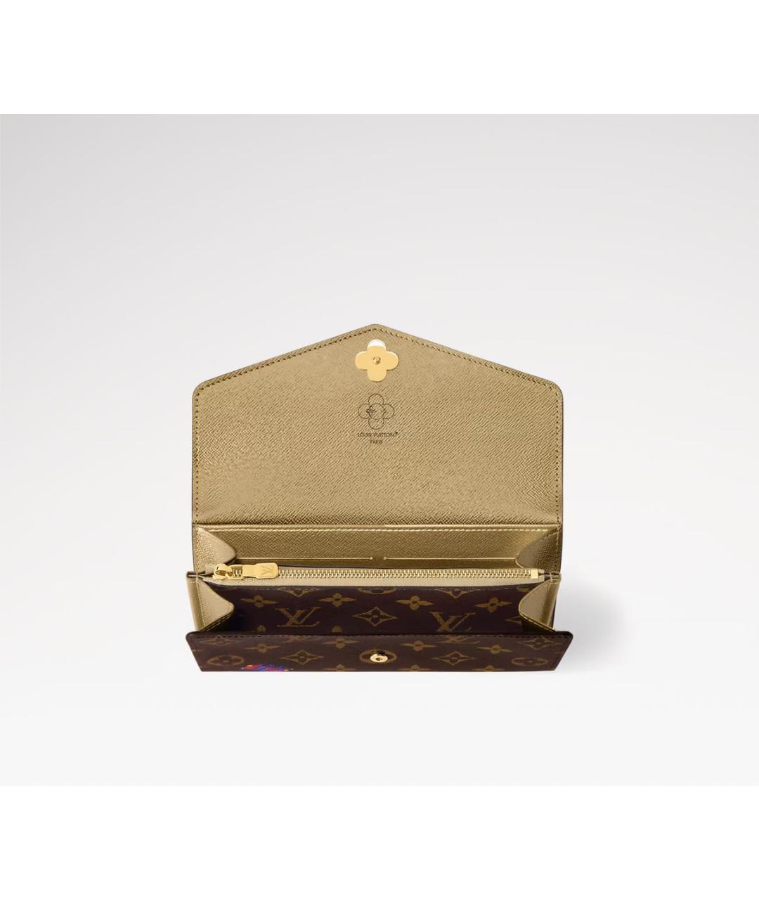 LOUIS VUITTON Коричневый кожаный кошелек, фото 2