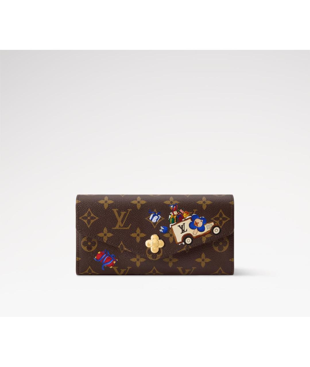 LOUIS VUITTON Коричневый кожаный кошелек, фото 4