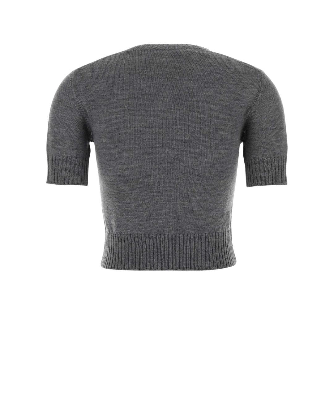 JIL SANDER Серая шерстяная футболка, фото 2