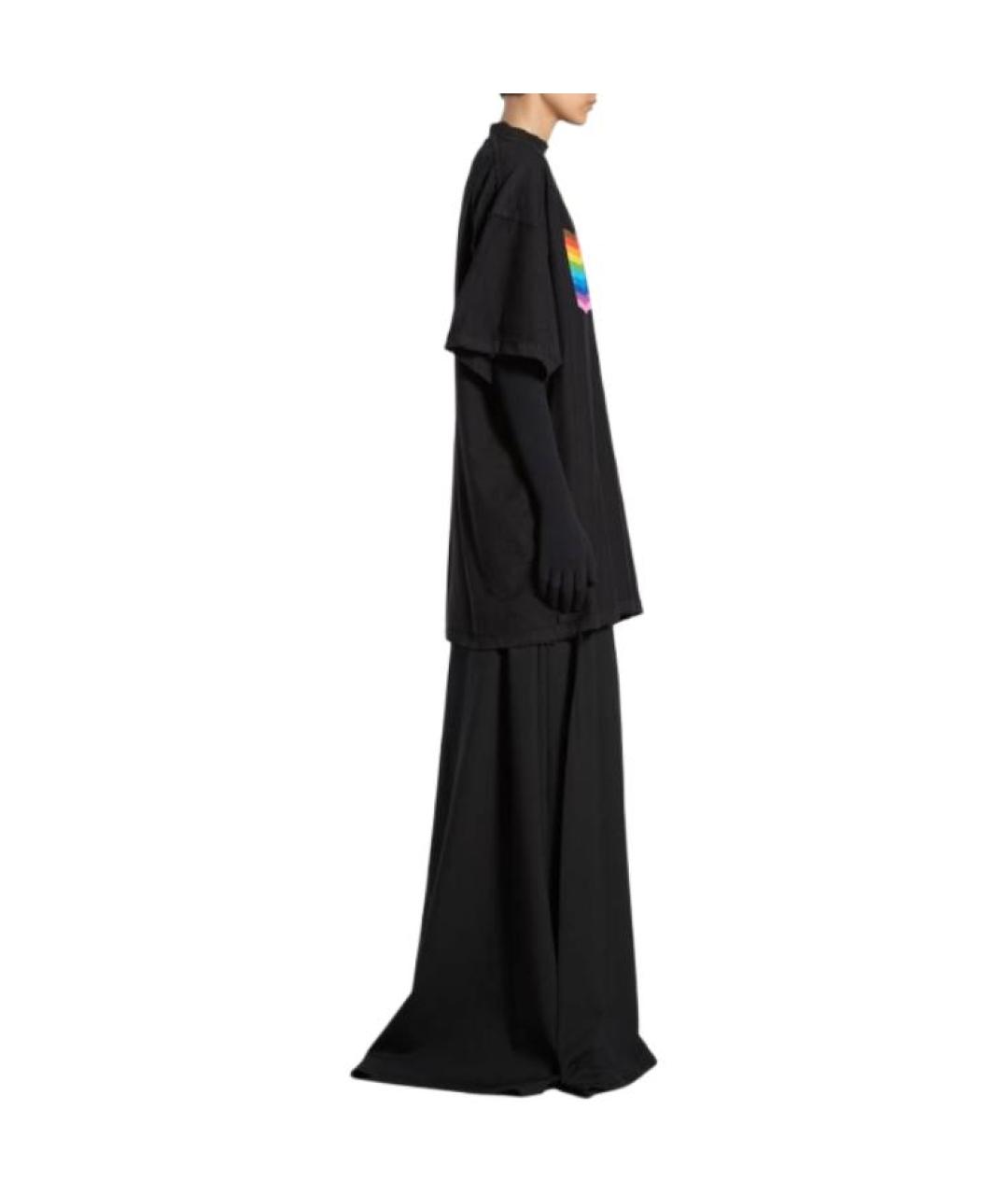 BALENCIAGA Черная хлопковая футболка, фото 6