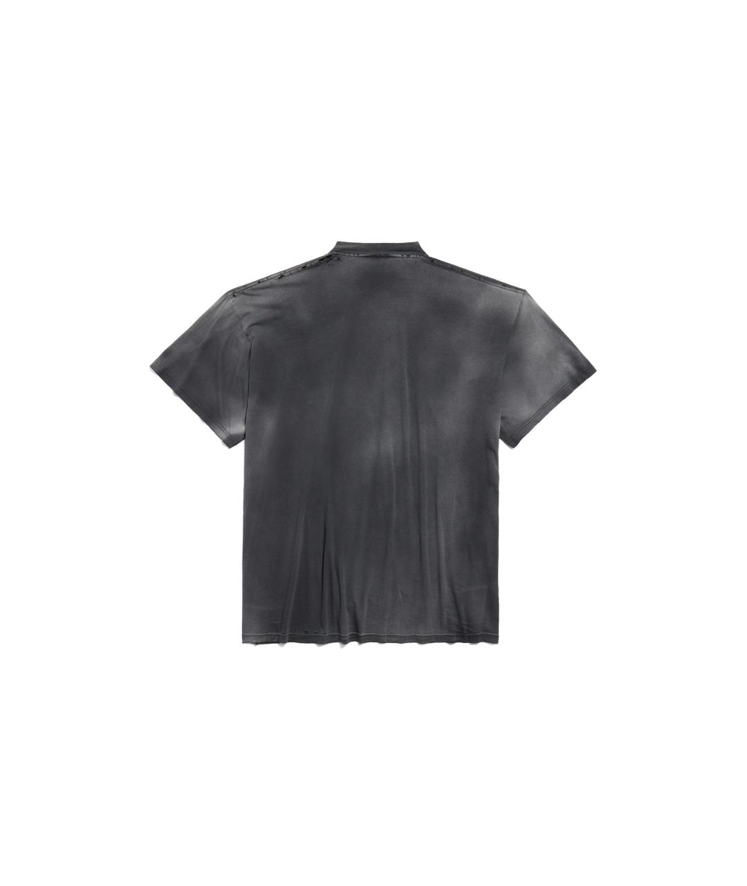 BALENCIAGA Серая хлопковая футболка, фото 2