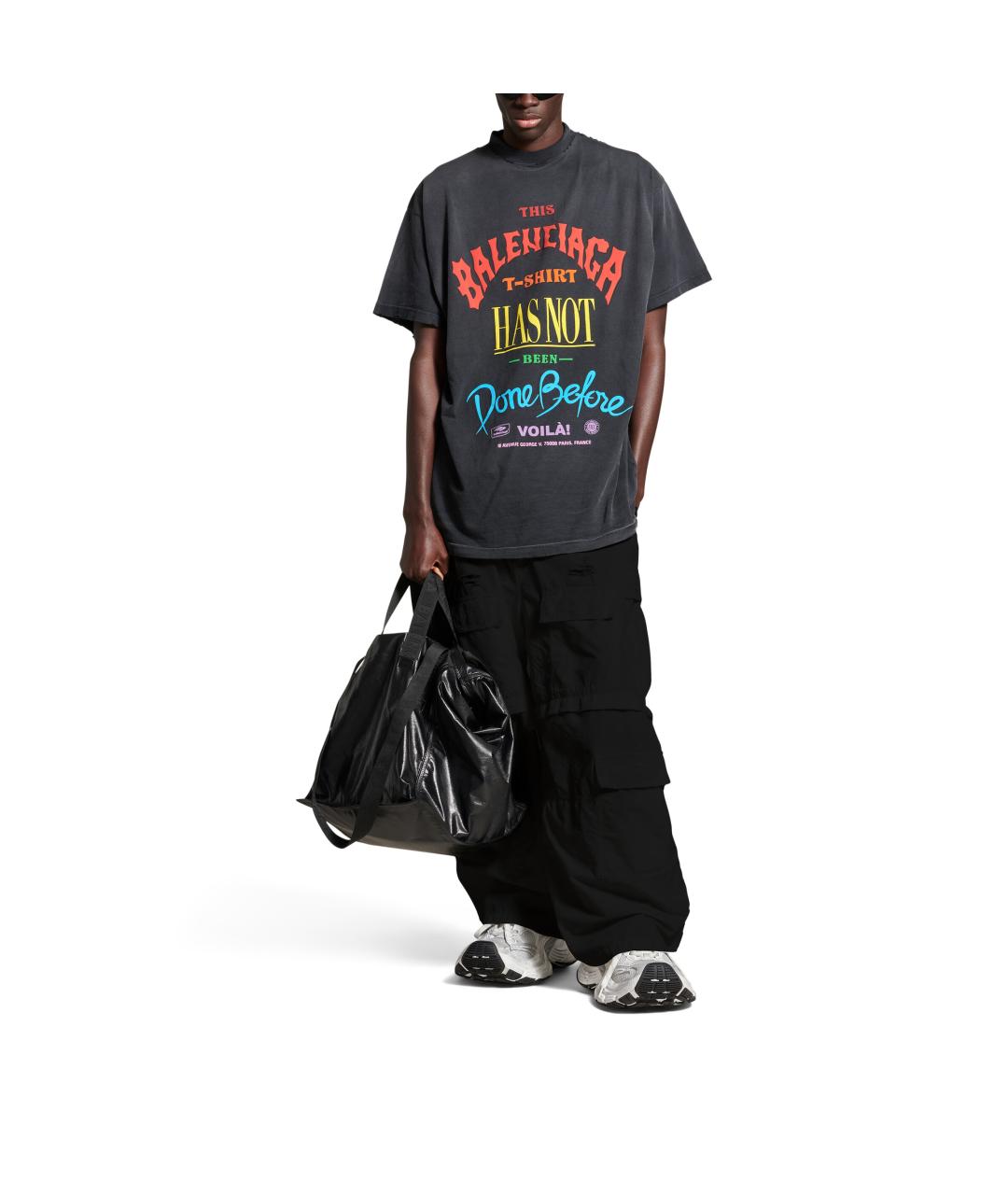 BALENCIAGA Серая хлопковая футболка, фото 3