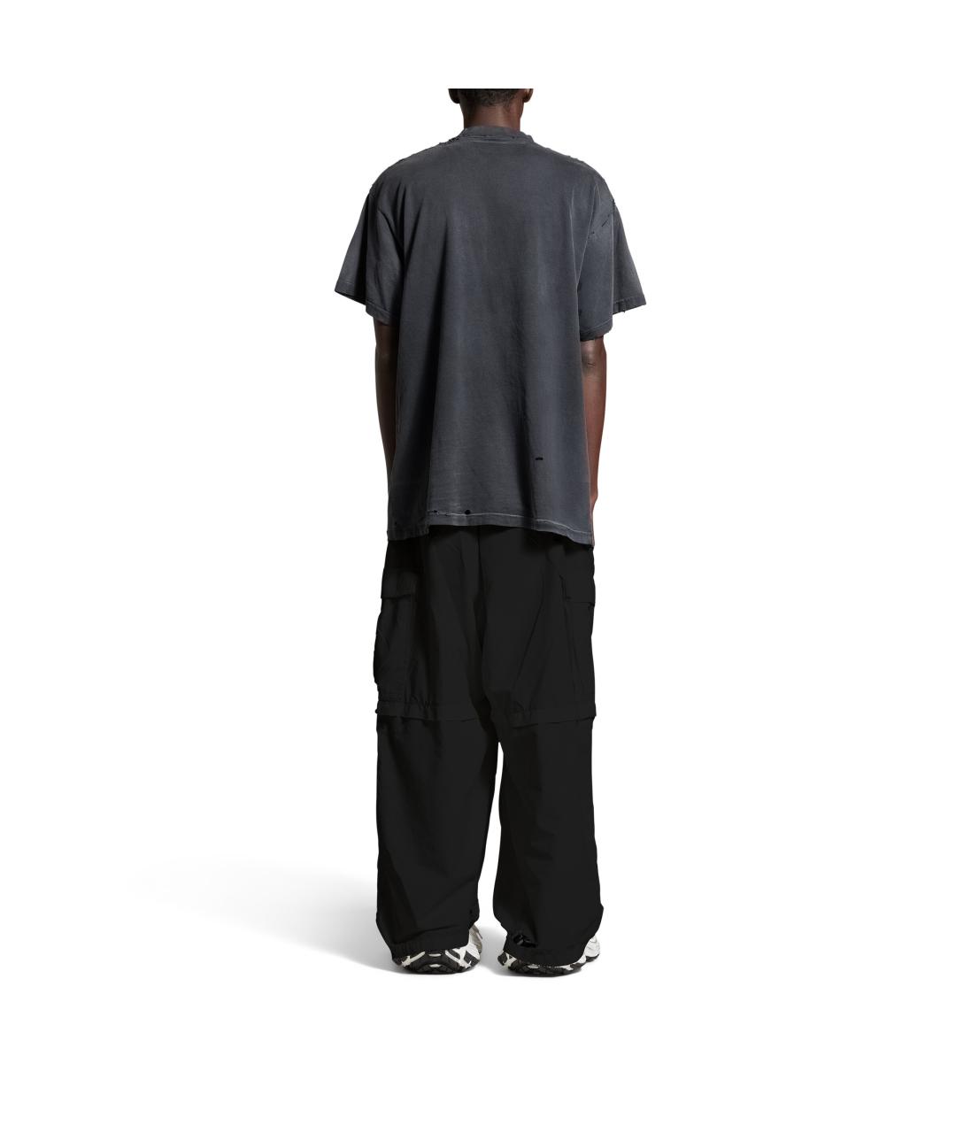 BALENCIAGA Серая хлопковая футболка, фото 4