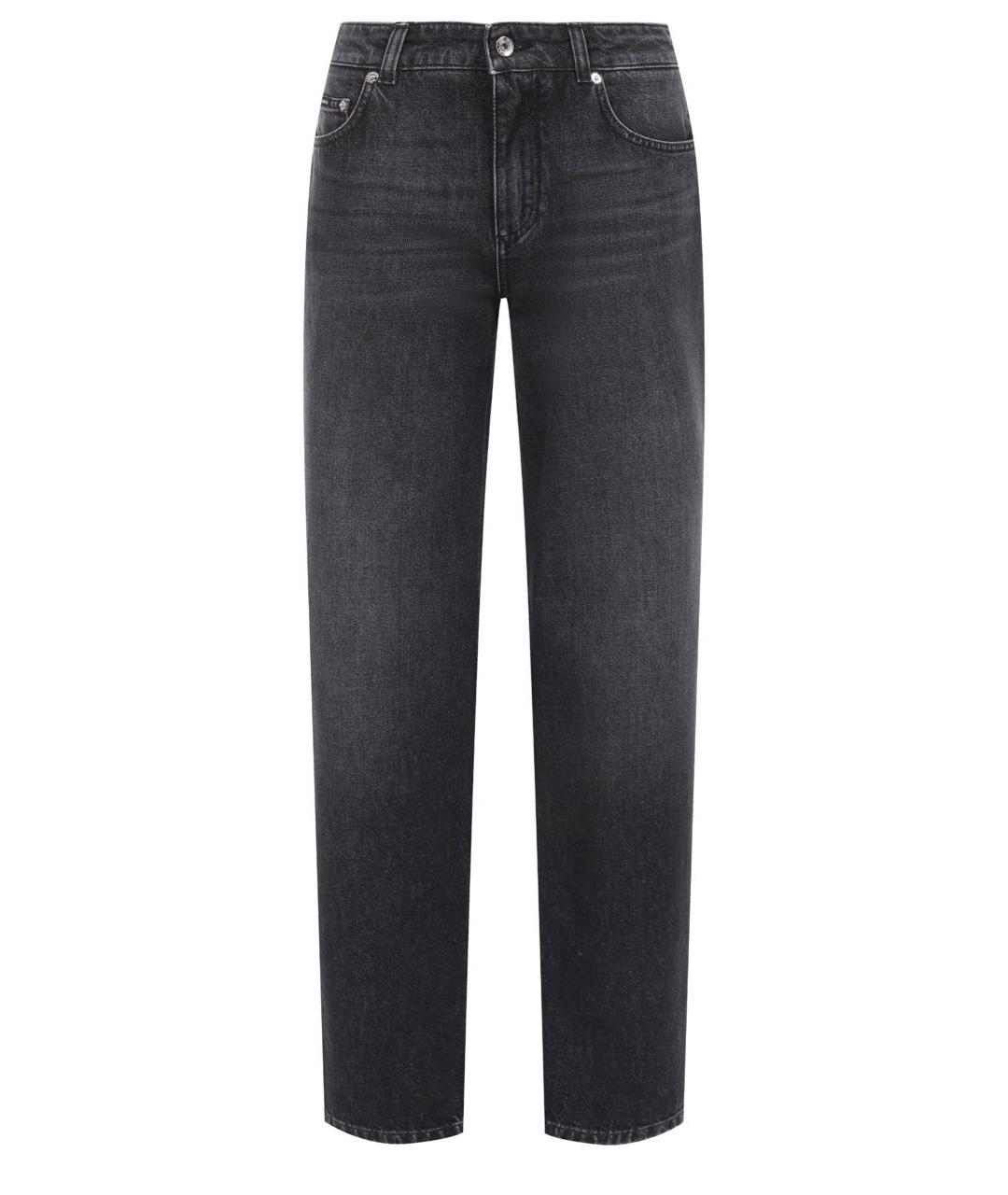 DOLCE&GABBANA Черные хлопковые прямые джинсы, фото 1