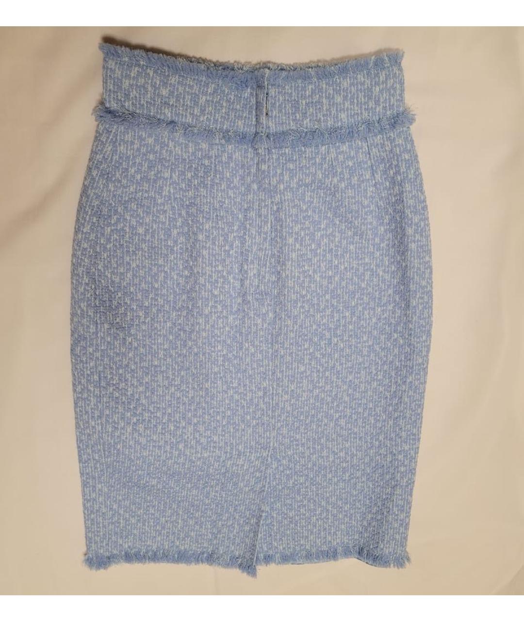 DOLCE&GABBANA Голубая твидовая юбка миди, фото 3