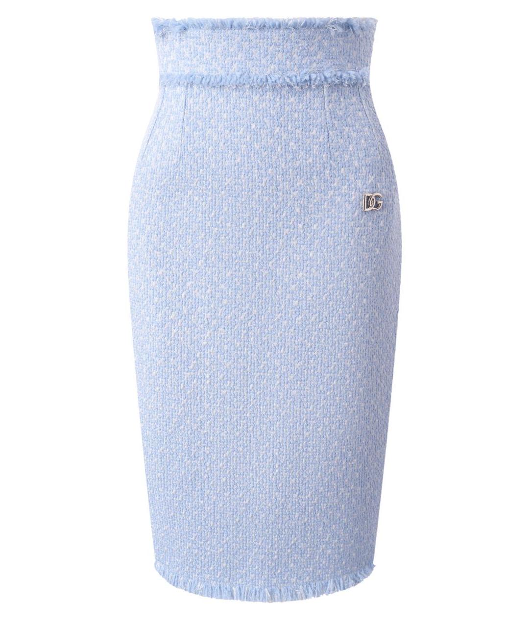 DOLCE&GABBANA Голубая твидовая юбка миди, фото 1