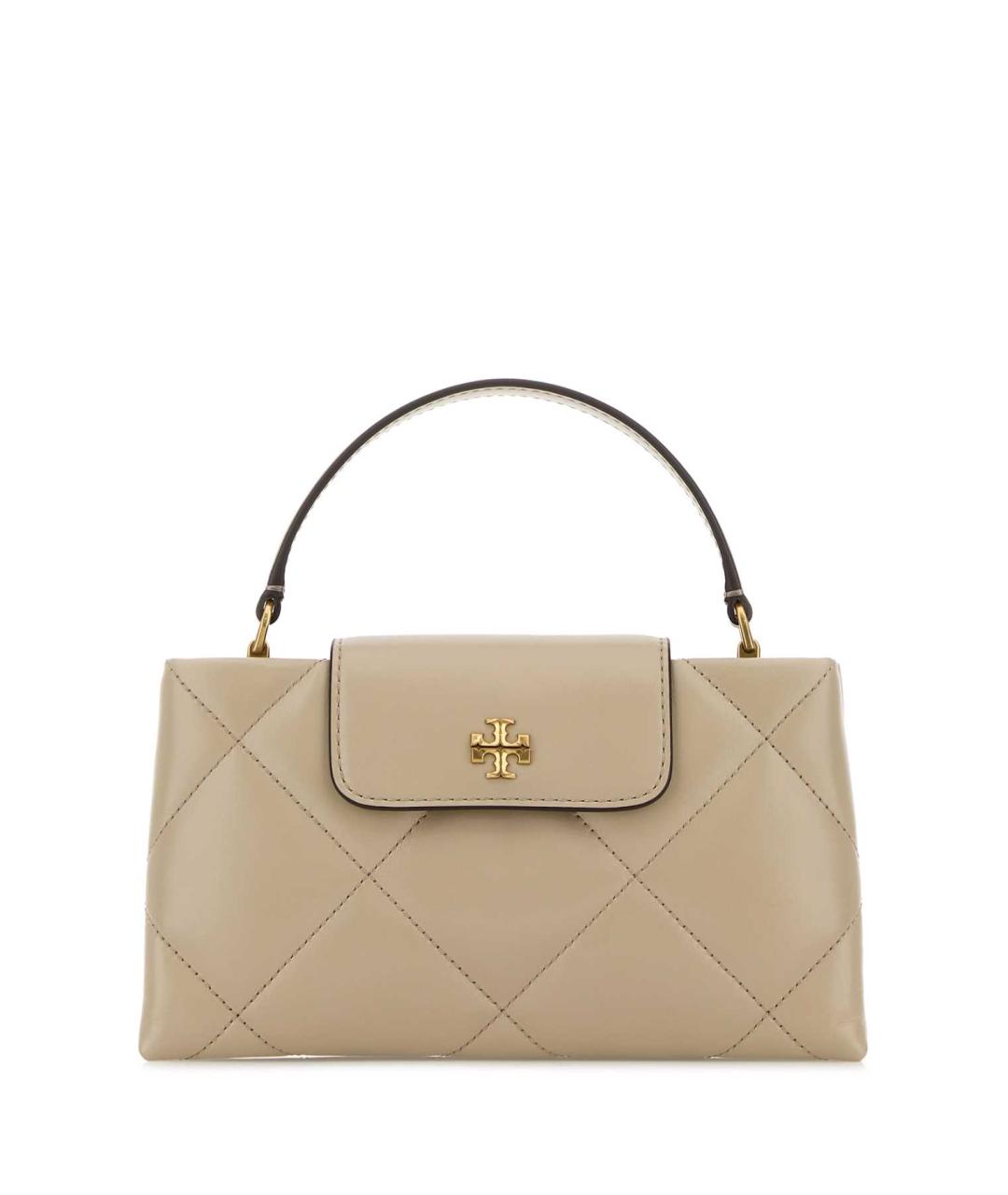 TORY BURCH Бежевая кожаная сумка с короткими ручками, фото 1